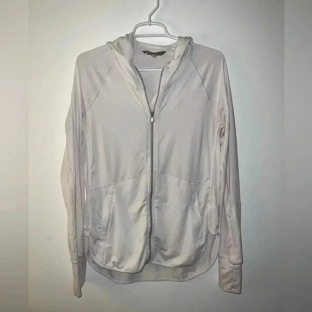 Athleta white performance hooded zip jacket
